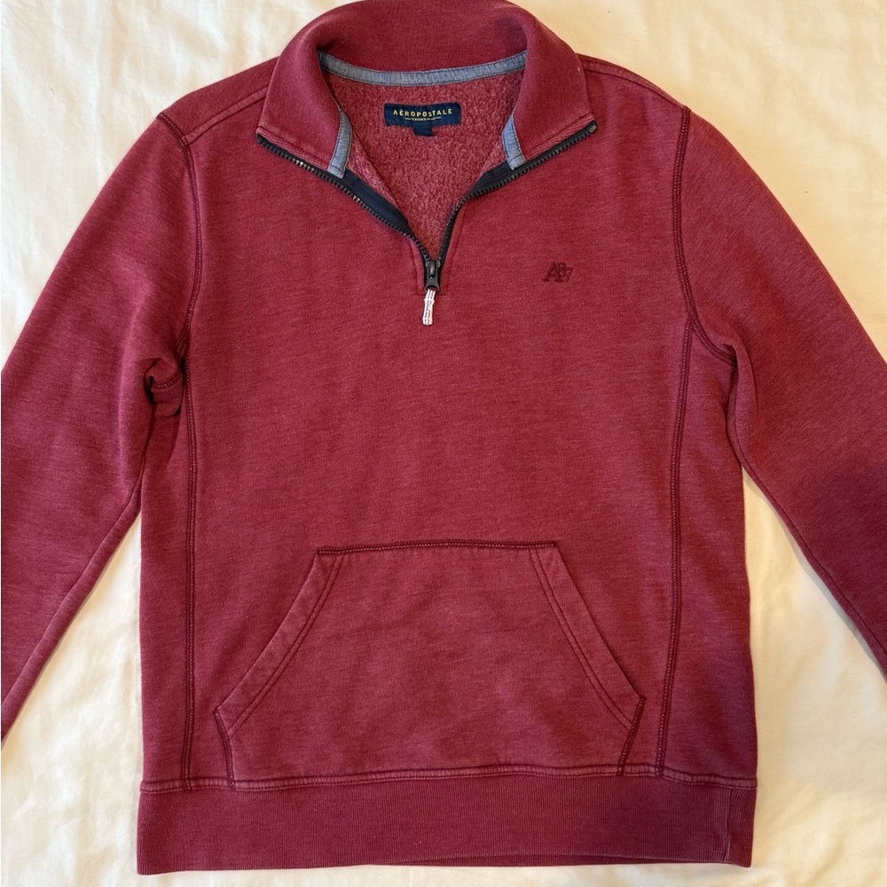 Abercrombie & Fitch Men's Burgundy Zip-Up Sweater